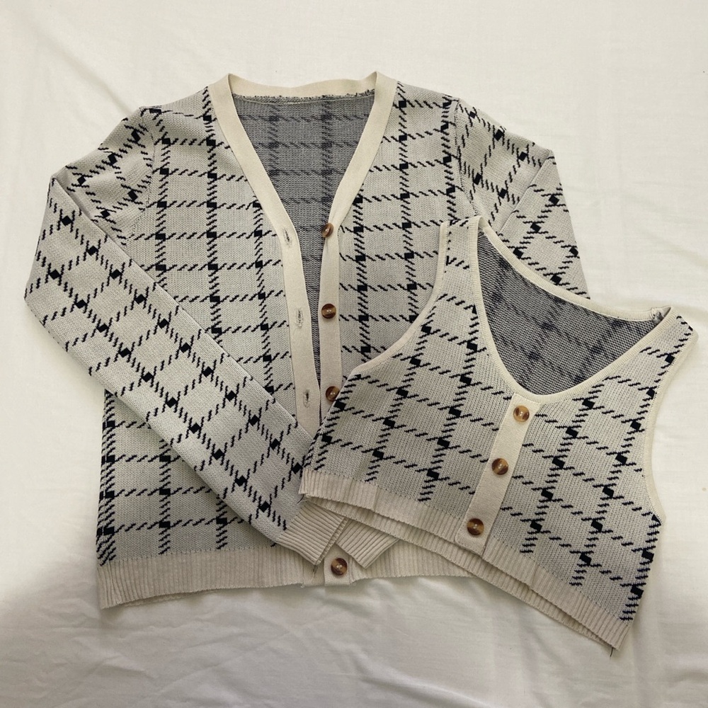 Yesstyle cropped knit beige cardigan and crop top